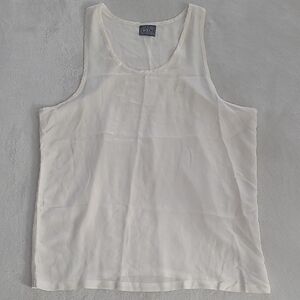 BOCCI Womens Silk Tank Top Ivory Sleeveless Scoop Neck Lightweight Blouse Size L